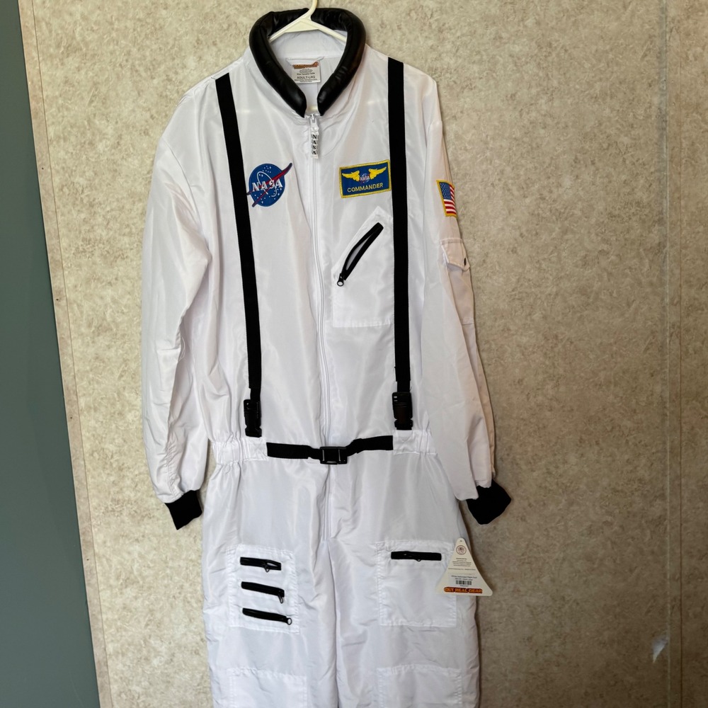 Aeromax NASA Astronaut Flight Suit White Adult Large Jumpsuit Costume NWT
